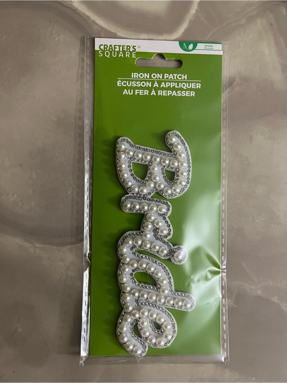 Crafter's Square White Pearl 'Bride' Iron-On Patch